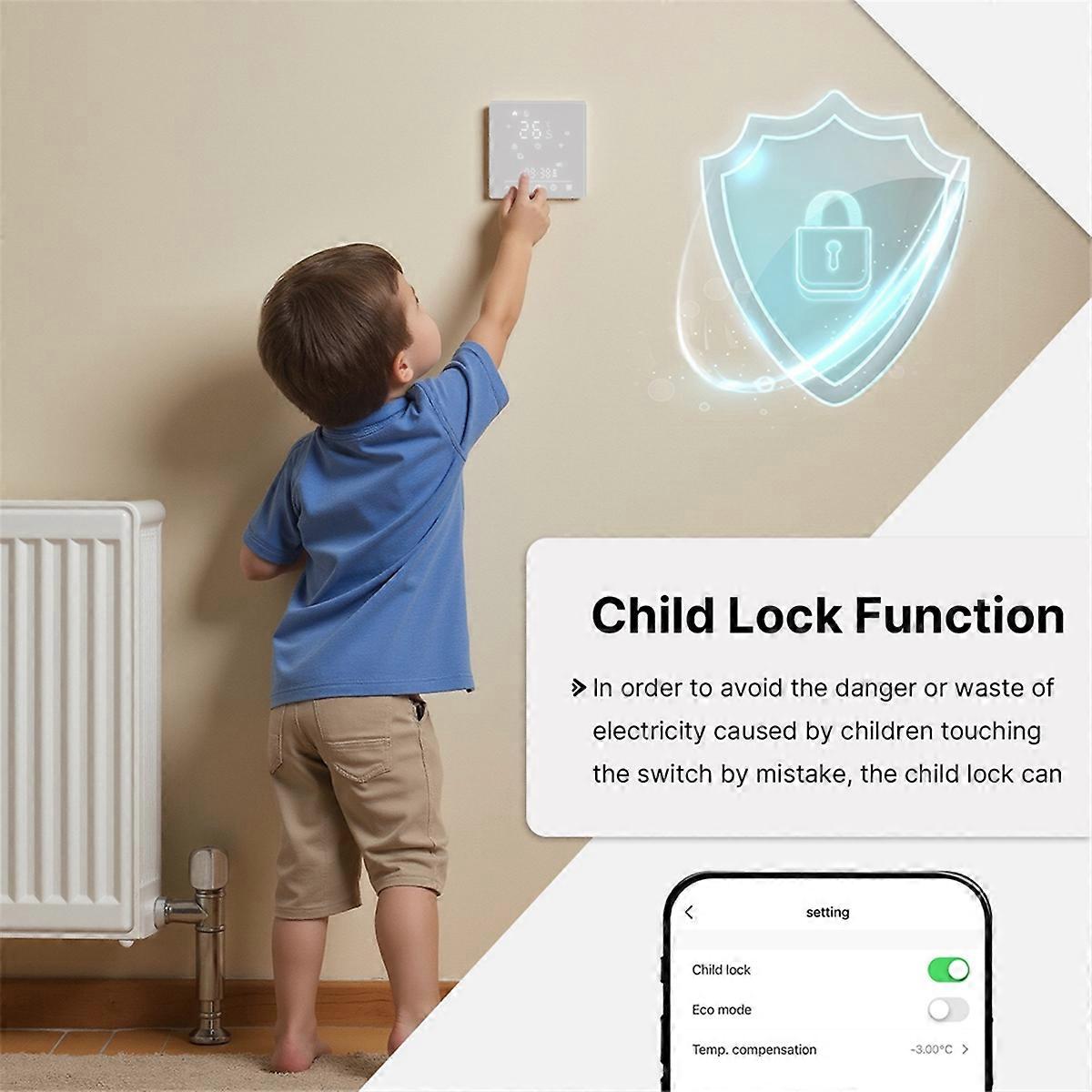 Tuya WiFi Matter Thermostat APP Remote Alexa Voice Control White