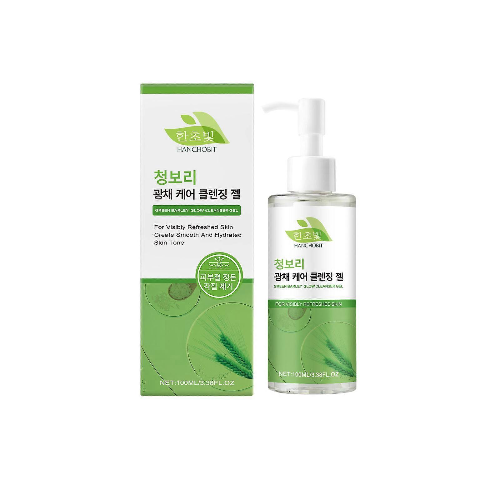 HANCHOBIT Green Wheat Cleansing Gel, Barley Mild Moisturizing Skin Care Delicate Cleansing Face Gel