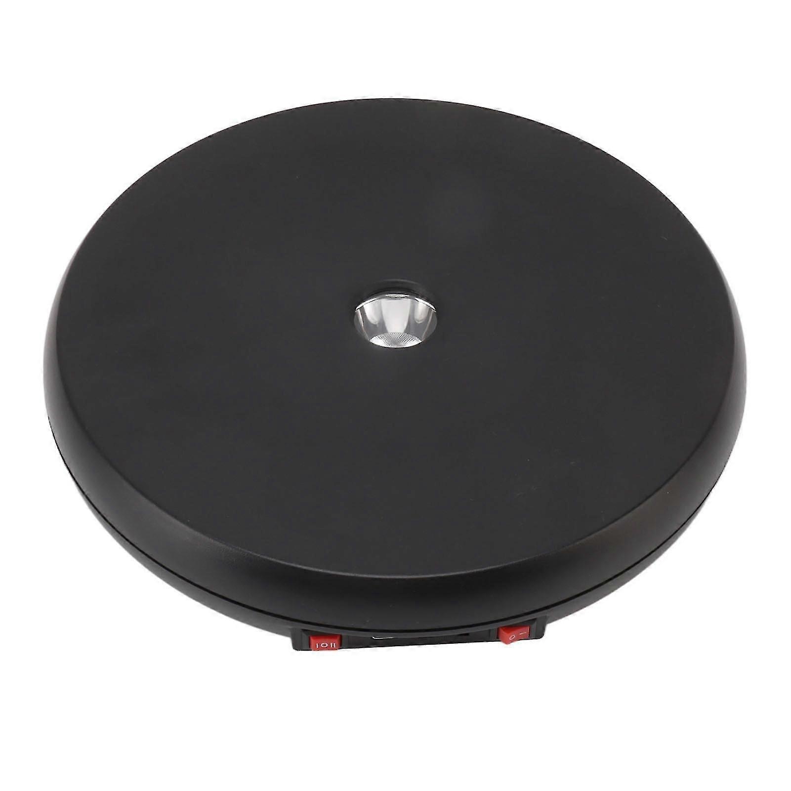 Electric Rotating Display Table LED Light 25cm Noiseless 20kg Load Capacity Turntable Display Stand for Jewelry Black