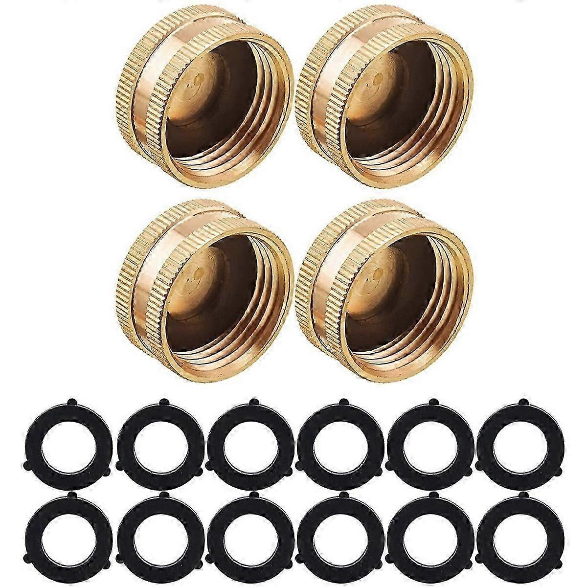 غطاء نهاية أنثى خرطوم الحديقة ، غطاء حنفية نحاسي مع 12 غسالة إضافية ، 3/4 بوصة ، 4 عبوات