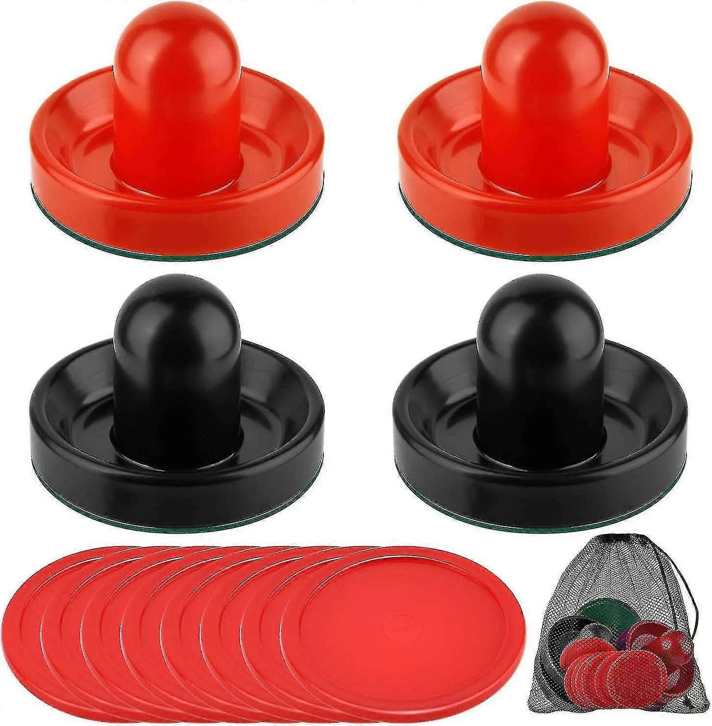 アイスホッケーテーブルバッティングブースターゲームテーブル用(プッシュハンドル4個、パック8個)(ブラック+レッド) - ya01