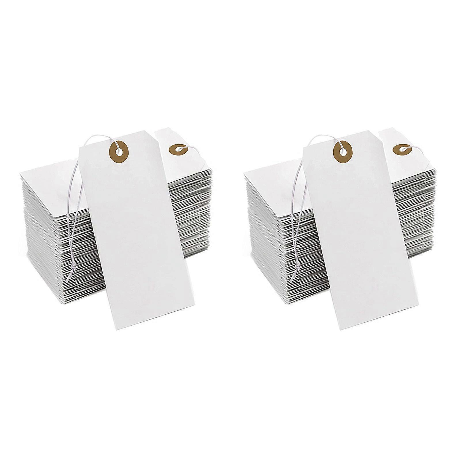 Large Reinforcing Hole Paper Tag with String Attached,400 Pcs Hanging Tags Elastic Rope Attached