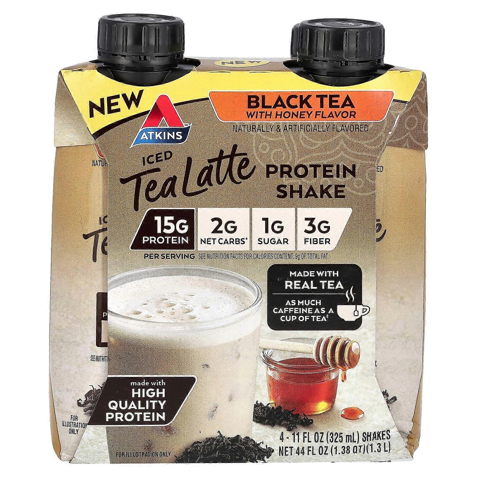 Iced Tea Latte Protein Shake, Black Tea with Honey, 4 Shakes, 11 fl oz (325 ml) Each