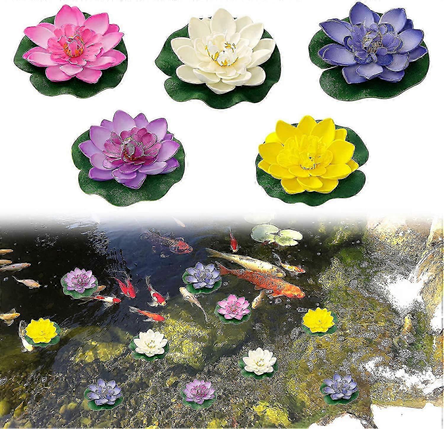 Πλωτά λουλούδια λωτού νερού 5pcs τεχνητές πλωτές διακοσμήσεις λιμνών τεχνητός κρίνος νερού αφρού