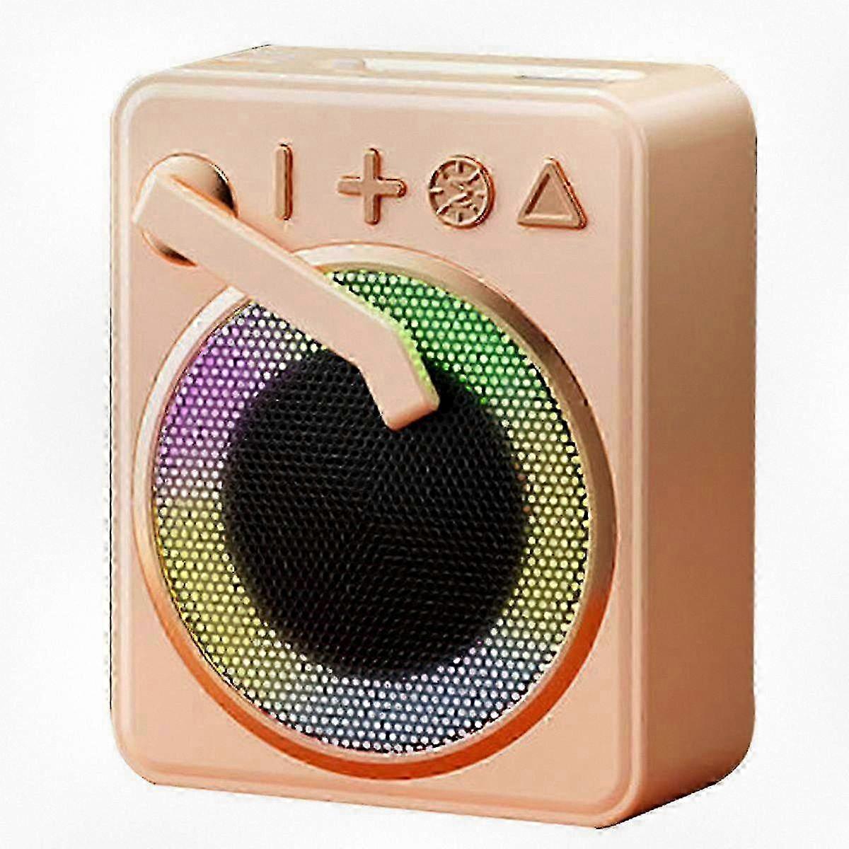 Retro Bluetooth 5.0 Speaker with RGB Lights, Wireless Record Player, Supports TF Card & USB, MP3 Playback in Pink