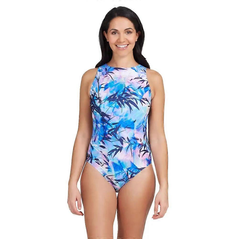 Zoggs Sasaya High Front Swimsuit - Navy/Blue