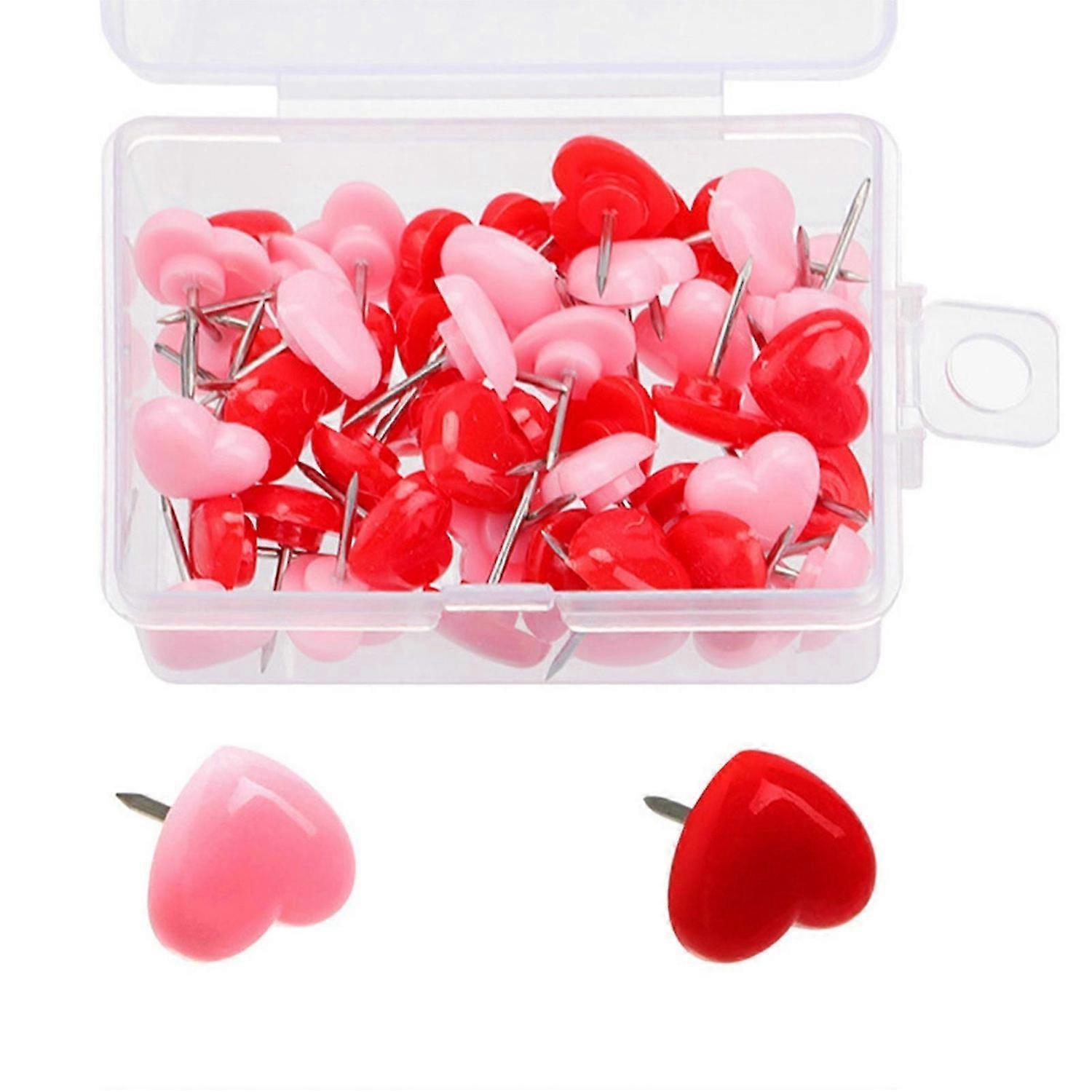 50/100/150Pcs Heart Push Pin Map Pins with Case Cork Notice Board Thumb Tacks Notice Board Pin Drawing Pins for Office