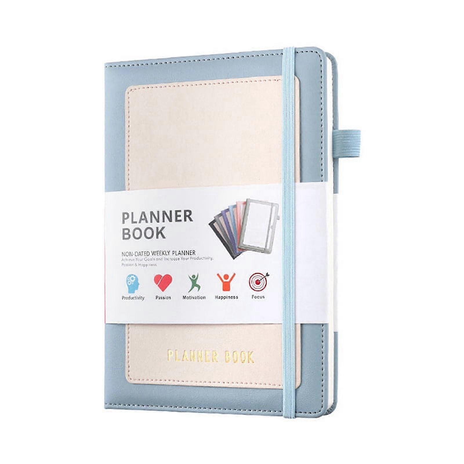 Week Planner 2024 Notebook with PU Cover , Medium (A5) Hardcover, 5.9X8.4Inch Blue