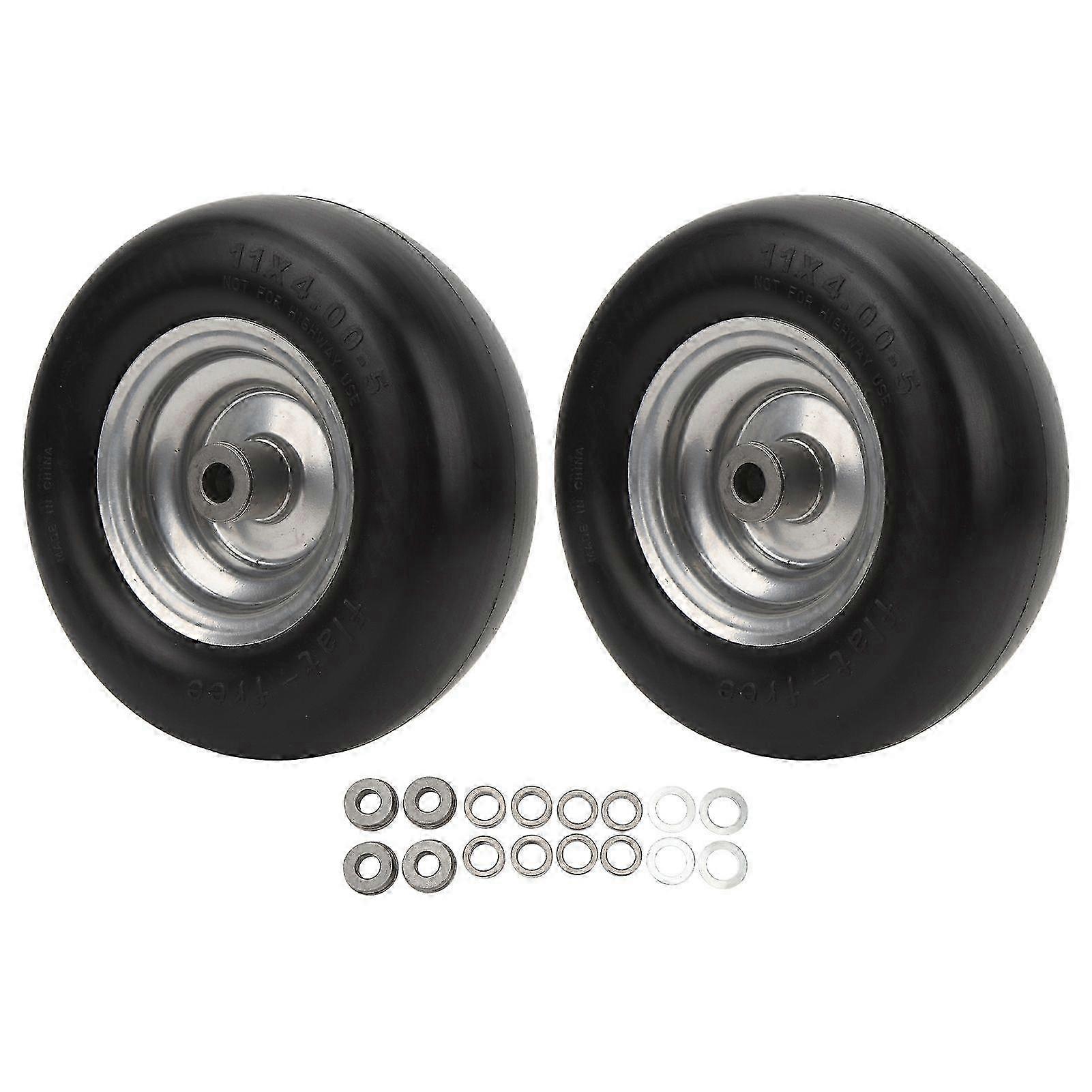2Pcs Lawn Mower Tire Inflation Free 11in Diameter 4in Width Accessory for Replacement