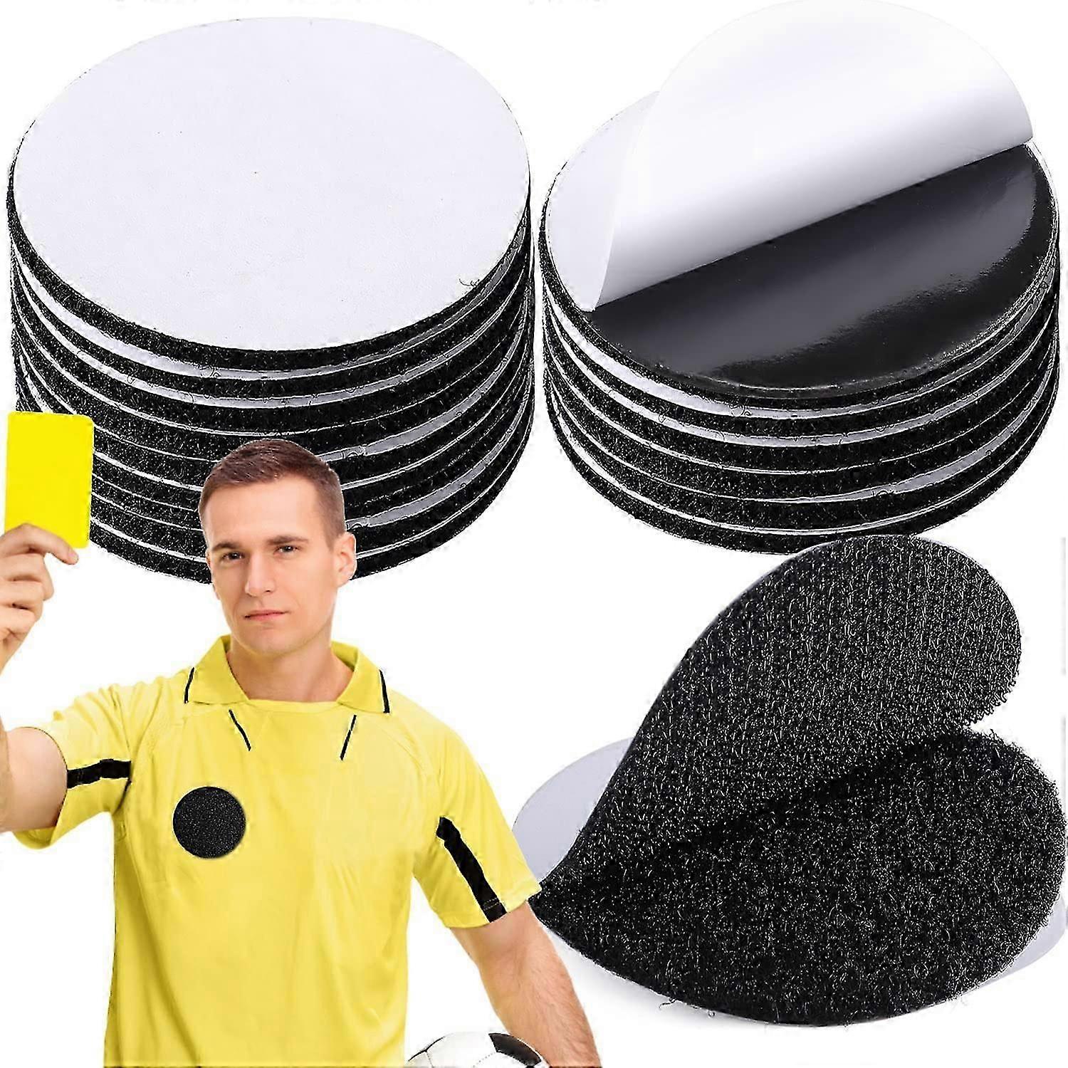 12PCS 6cm / 2.36in Referee Patch Hook and Loop Dots, Reusable Round Adhesive Loop Tape Self Sticky Hook and Loop Dot