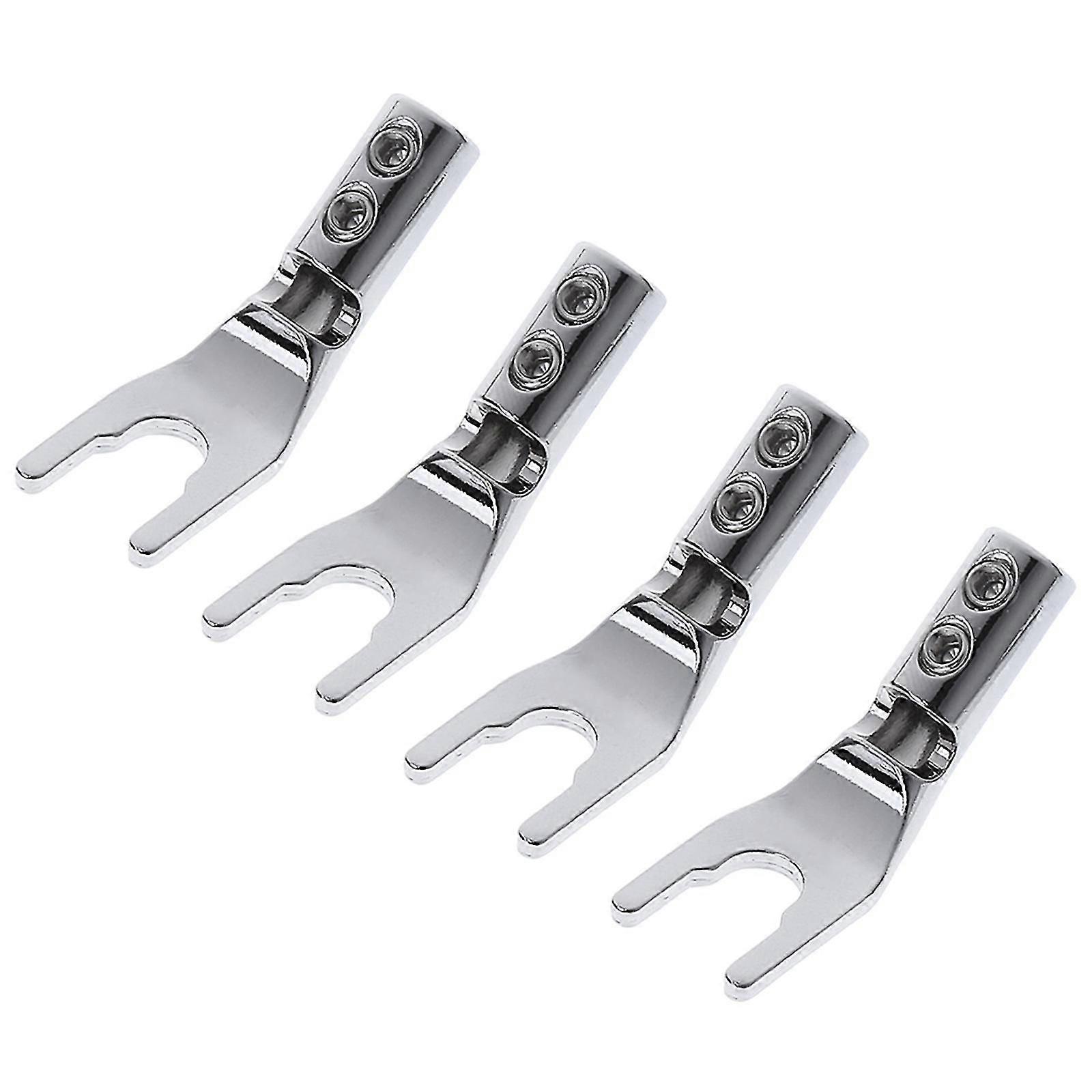 4Pieces Speaker Fork Spade Connector for Speaker Wire DIY Screw Locking