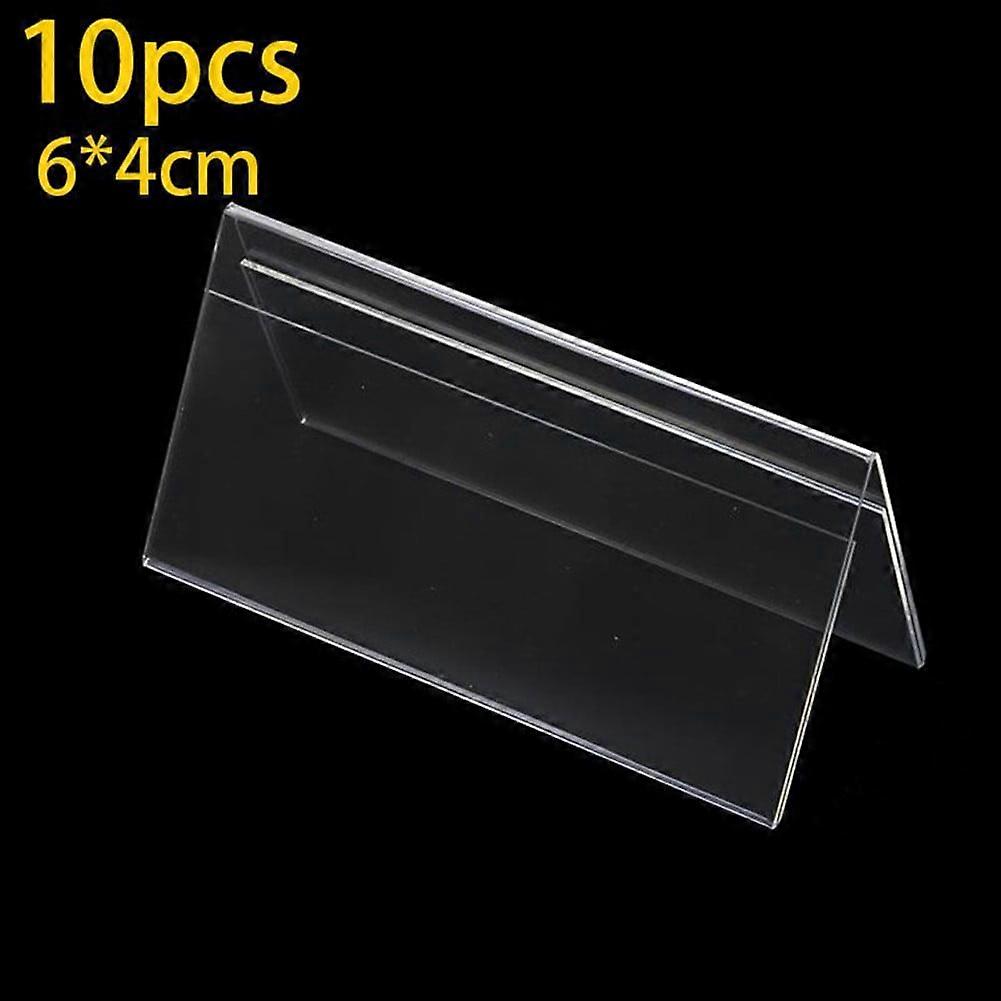 10pcs V-type Acrylic Business Card Price Label Display Holder Table Number Stand