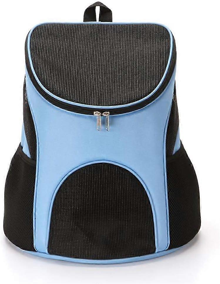 Breathable Dog Carrier Backpack for Small Pets/Cats/Puppies, Pet Carrier Bag with Mesh Ventilation, Safety Features and Padded Backrest (Blue)