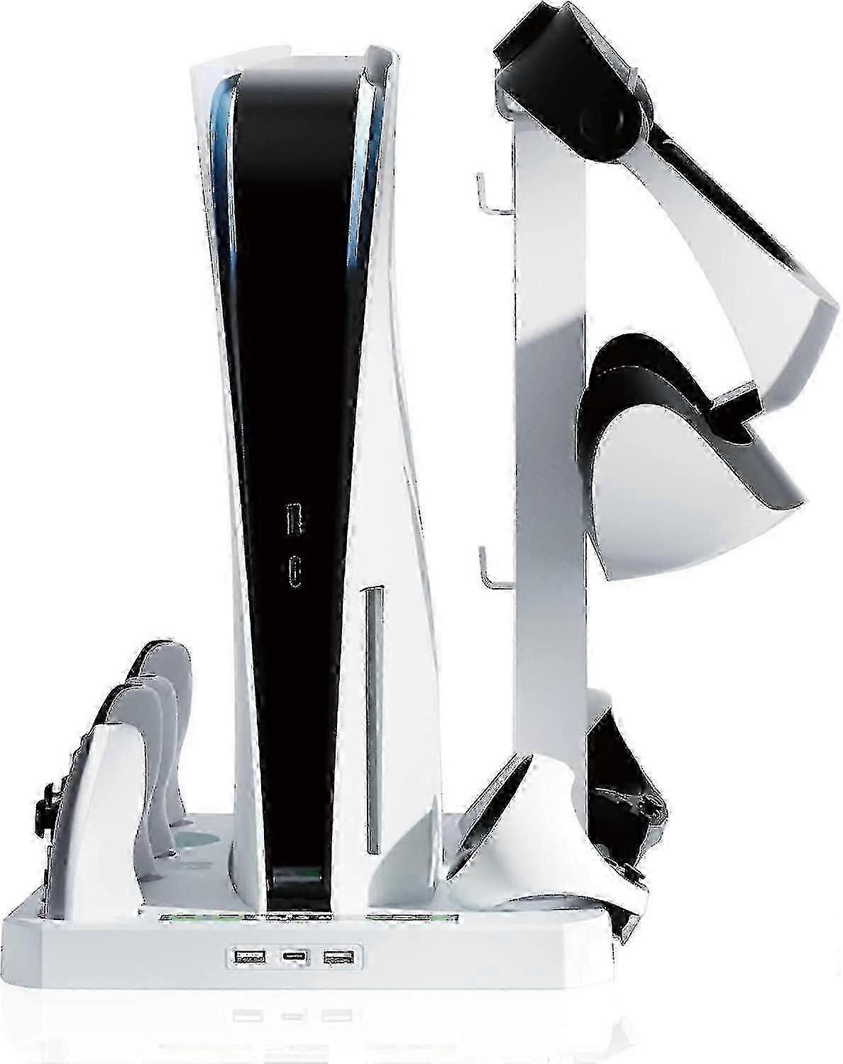 PS5 Cooling Stand with PSVR2 Controller Charging Dock & VR Headset Holder for Disc/Digital Edition Console