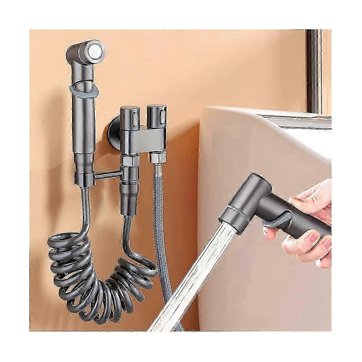 1-In-2-Out Dual Control Valve Mini Multi-Function Faucet Mini Shower Pressure Bathroom Faucet Kit for Bidet and Shower-A f26