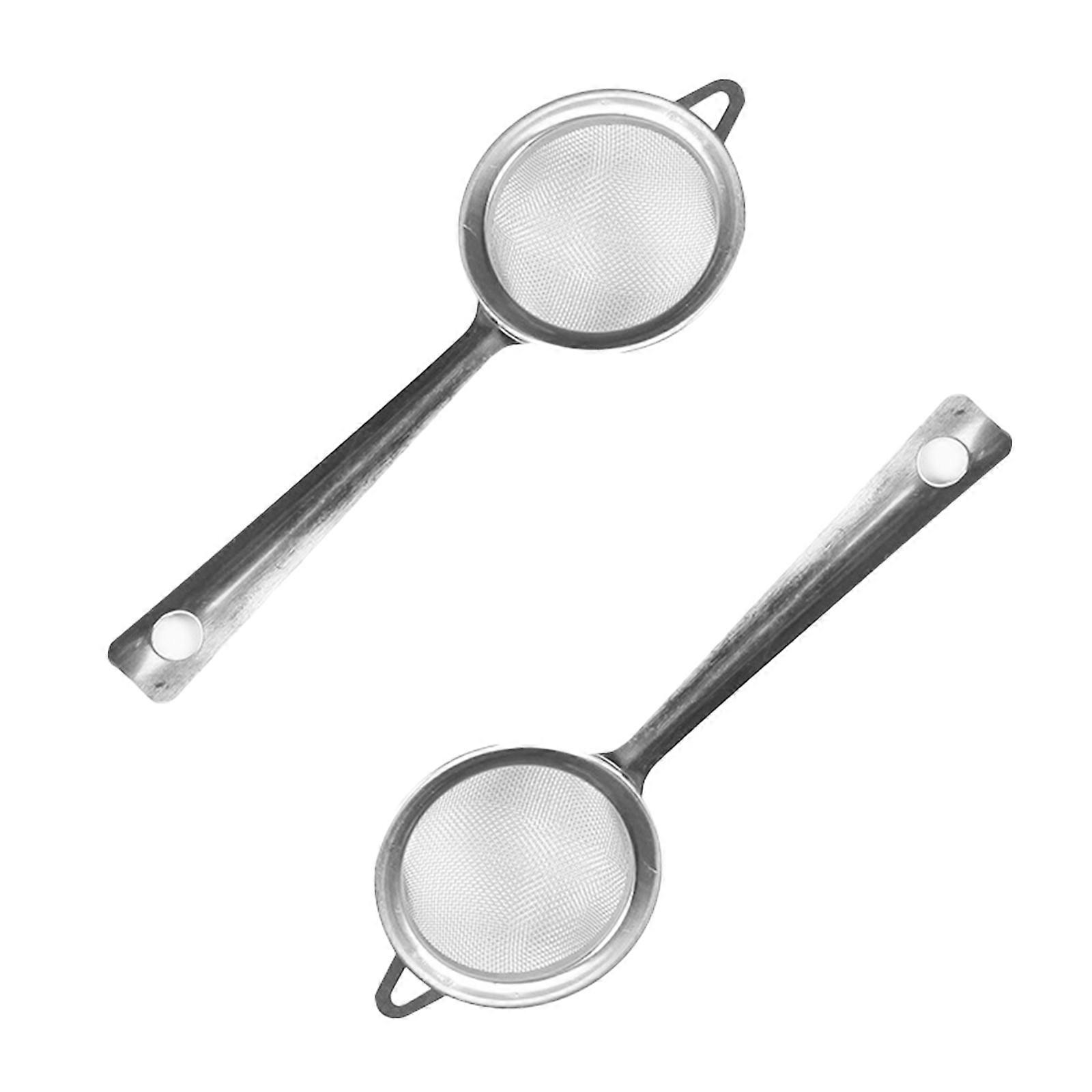 Set of 2 Stainless Steel Strainers With Ergonomic Handle Rustproof Sifting Filter For Efficient Food Preparation Multicolor