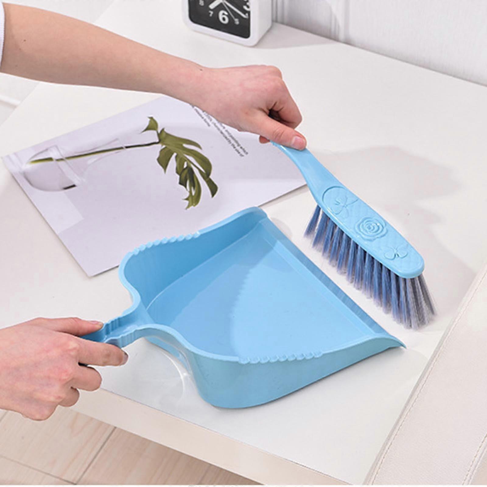 Eyliden Brush & Dustpan Set, 2 PCS Portable Bamboo Handle Combo, Small for Countertop, Sofa, Desk, Keyboard, Car, Tables, Animal Cages