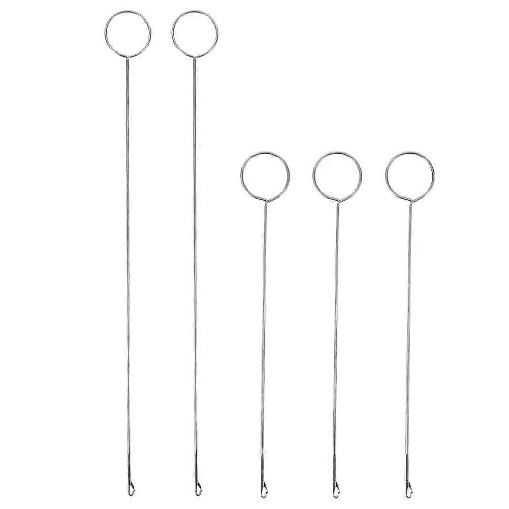 Durable Silver Metal Threader Long Tongue Tool for Sewing Use 5Pcs