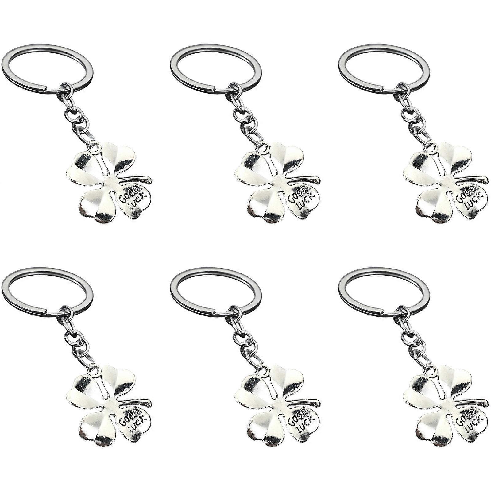 Retro Bronze Four Leaf Clovers Keychain 6 Pack Lucky Charm For Keys Purses Wallets Exams Job Interviews Multicolor