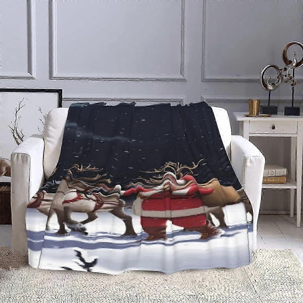 Couverture de Noël à motif cerf, douce et confortable pour toutes les saisons