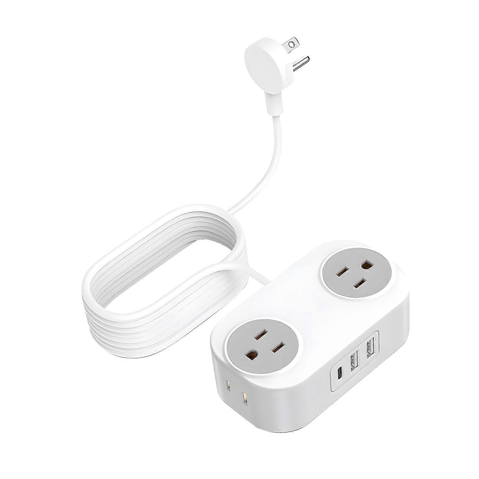 Portable 7 Sockets Surges Protectors With 3meter Cord USB Chargers For Electronics On The Go  White