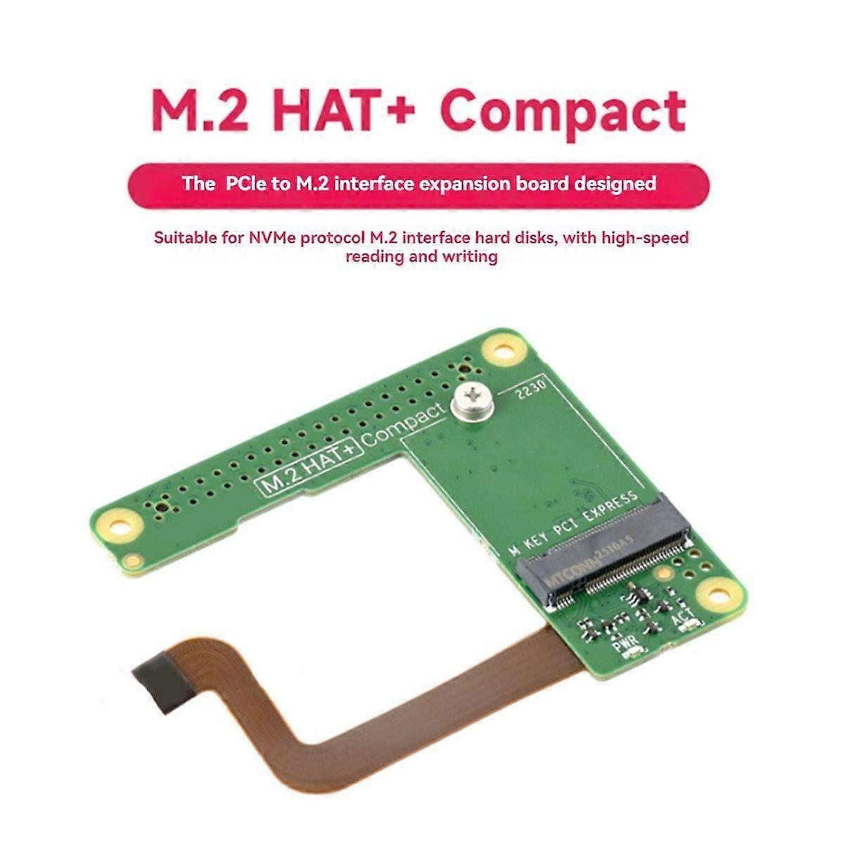 For M.2 HAT+ Compact Kit PCle to M.2 Expansion Board for NVMe M.2 Hard Drives High-Speed Read Write