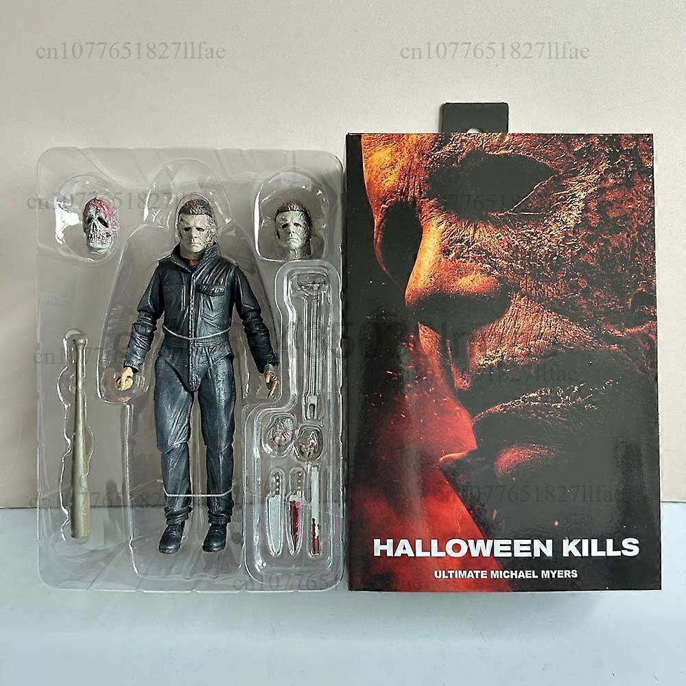 NECA Michael Myers Figure With LED Pumpkin Halloween II Kills Ends Michael Myers Ultimate Action Figure Model Toys Joint Movable