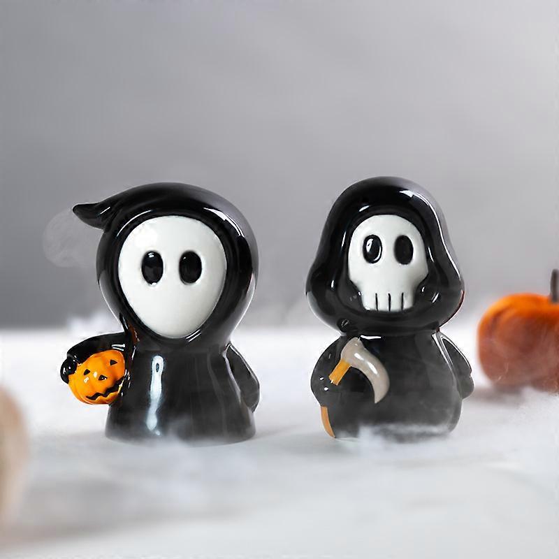 Ceramic Salt  Pepper Set - Skull Boy  Ghost Boy 1 Pack