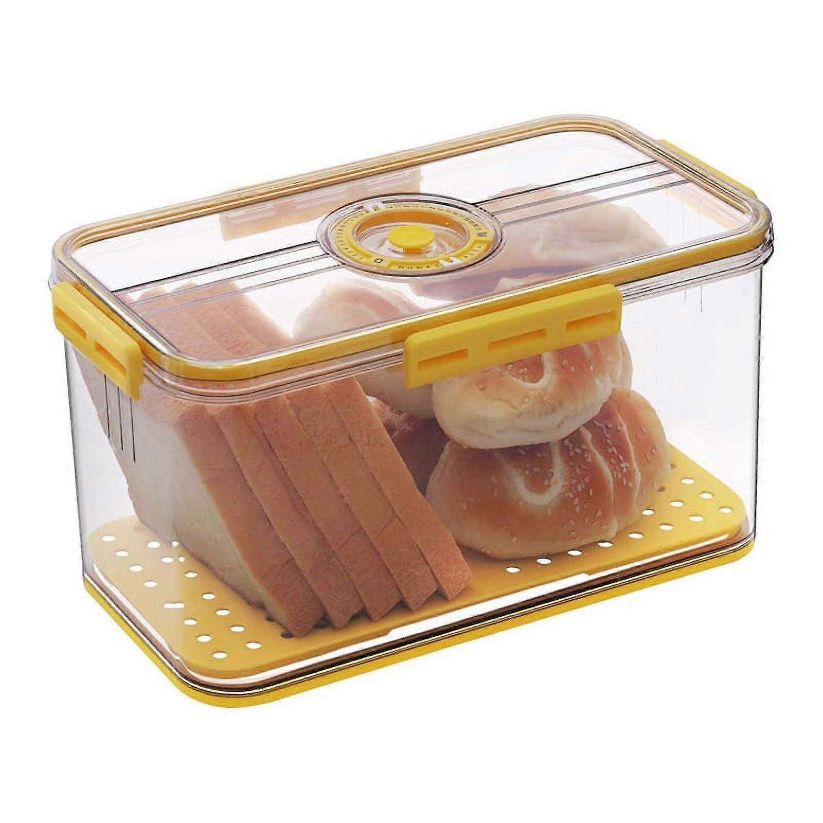 Bread Box Bread Boxes for Kitchen Counter Airtight, Time Recording Bread Storage Container with Lid Yellow