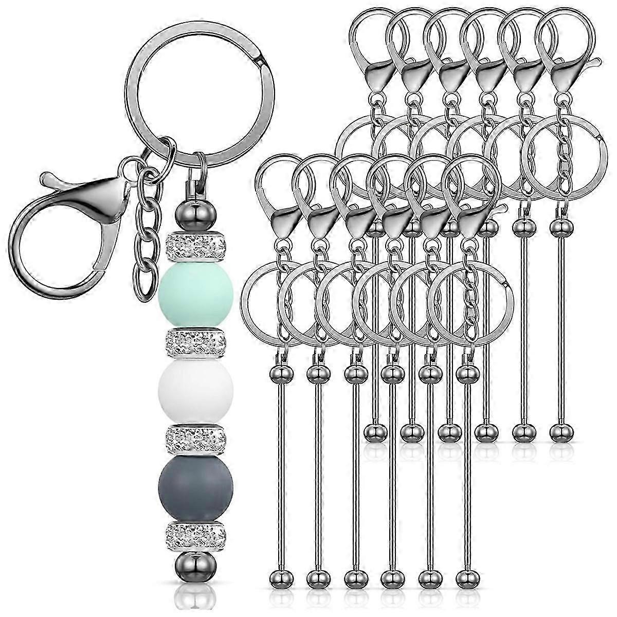12Pcs Beadable Keychain Bars for Beads Blank Keychain Beaded Keychain