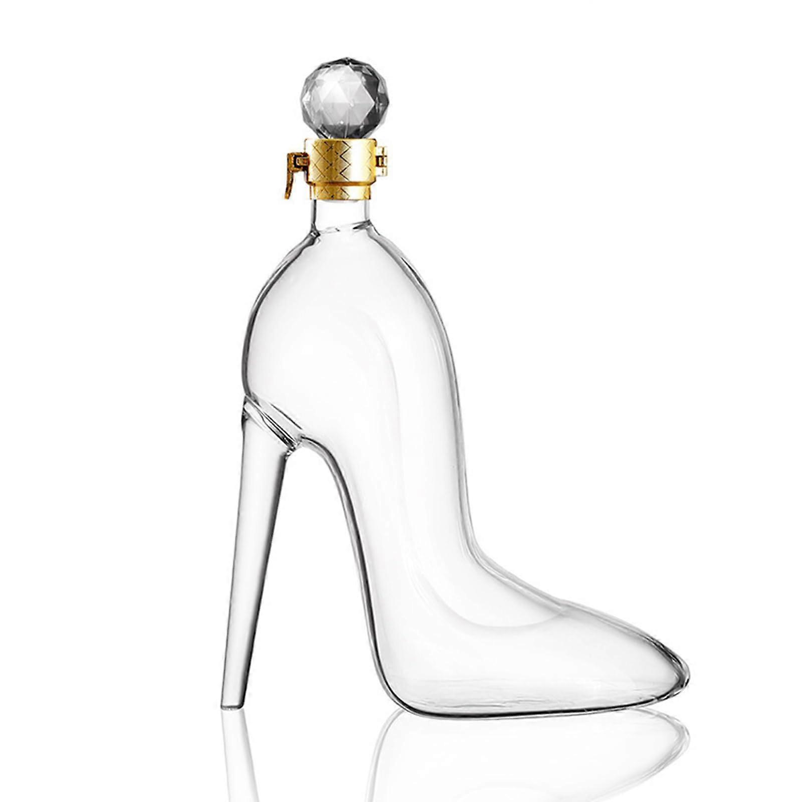 Whiskey Decanter  Heel Glass Bottle with Cap, 700ML Creative Shoe Shape for Bar Home