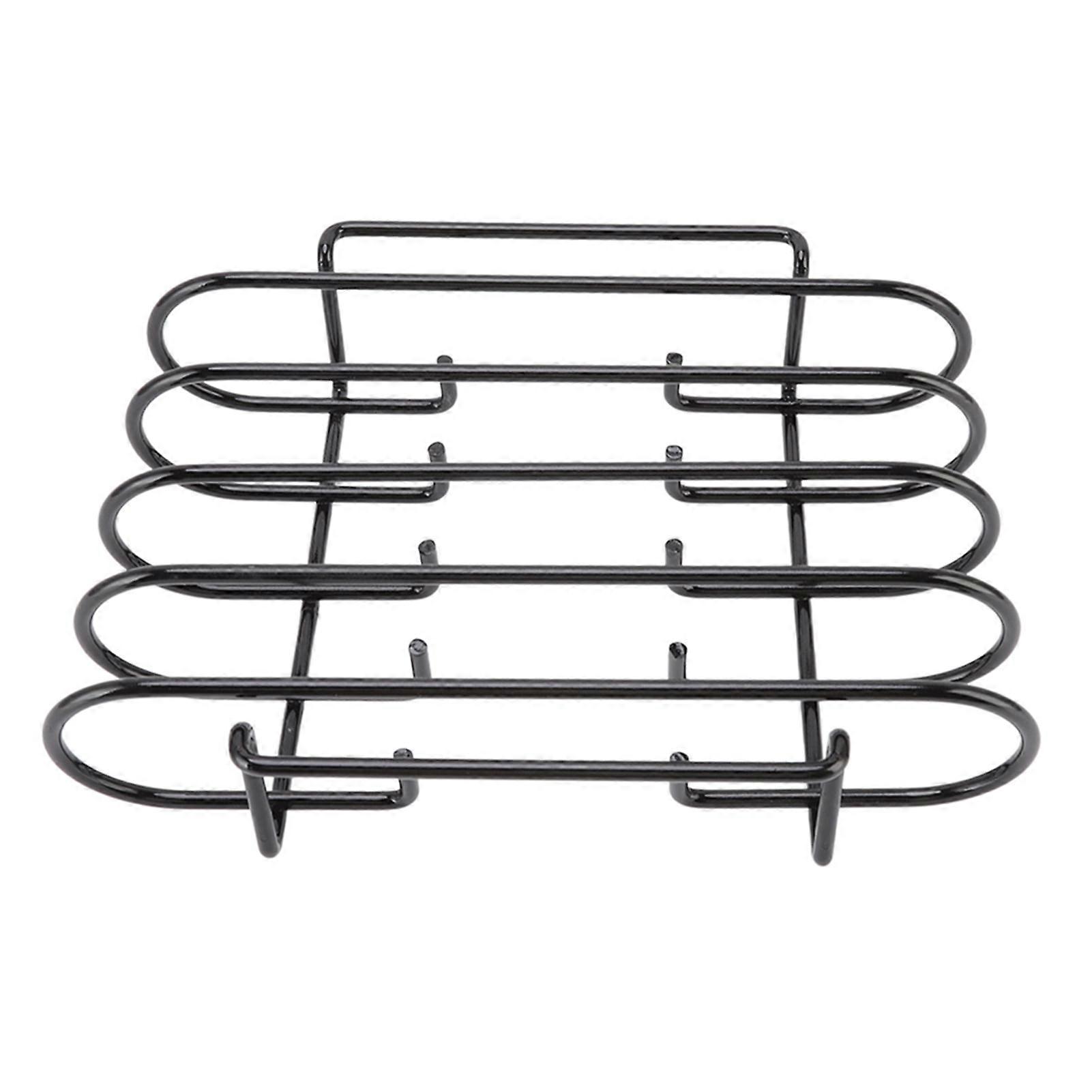 YUMILI 4 Rows Capacity Rib Rack, Compact Portable Iron Material Black Durable Reusable Barbecue Standing Rib Rack for Camping