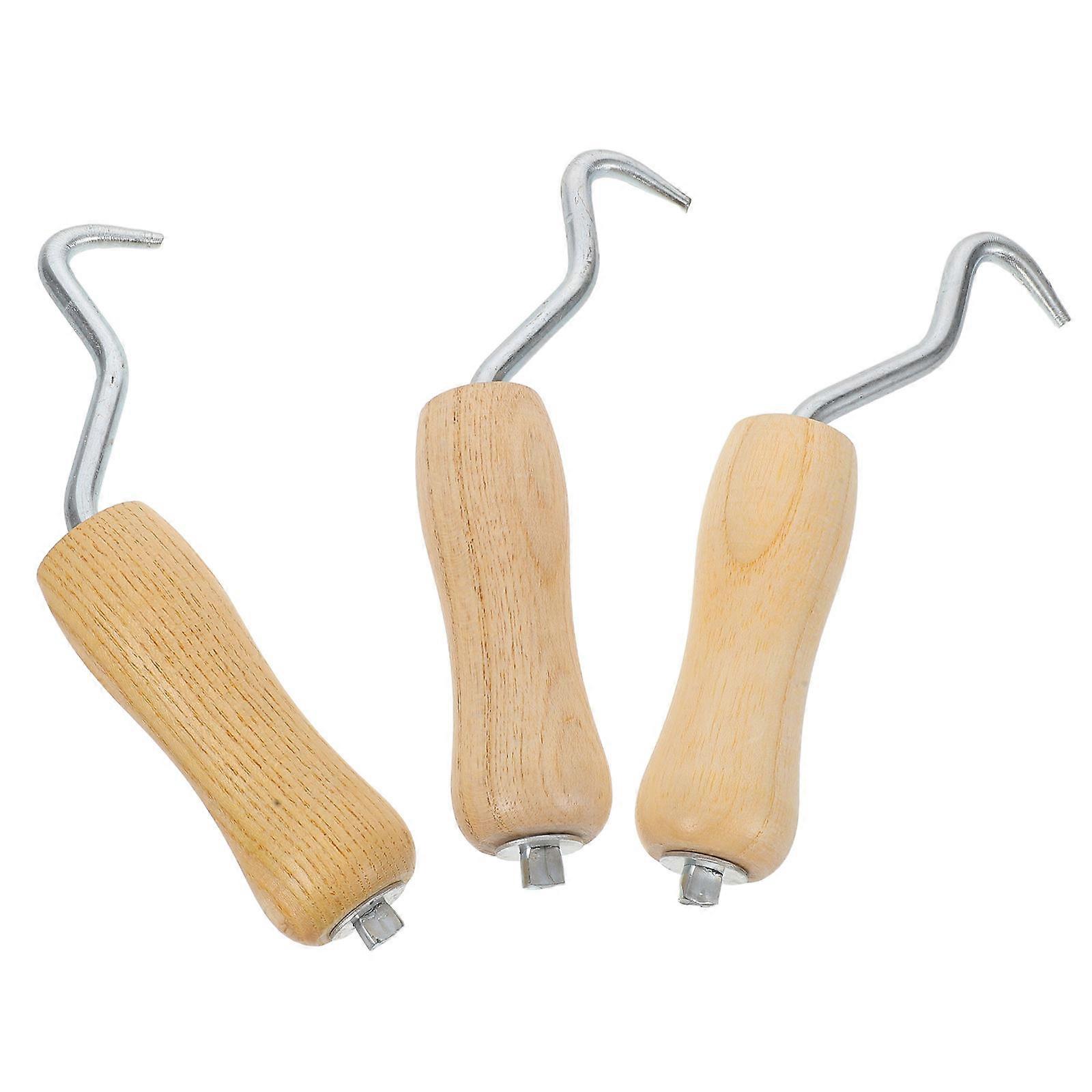 Rebar Wire Twisting Tool with Wooden Handle for Construction 3Pcs Set