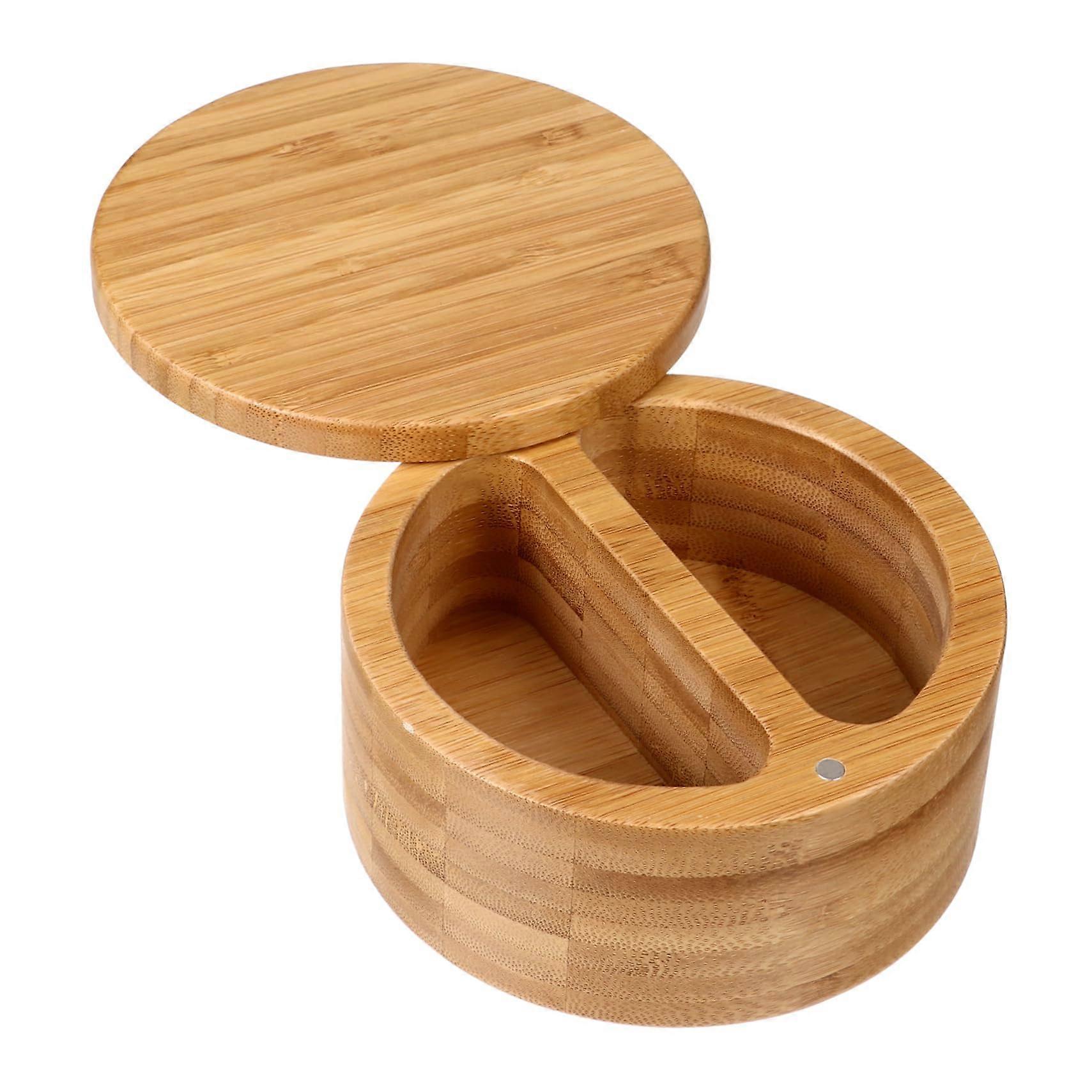 Bamboo Spice Jar Set with Moisture Proof Design, Durable Kitchen Salt and Pepper Container