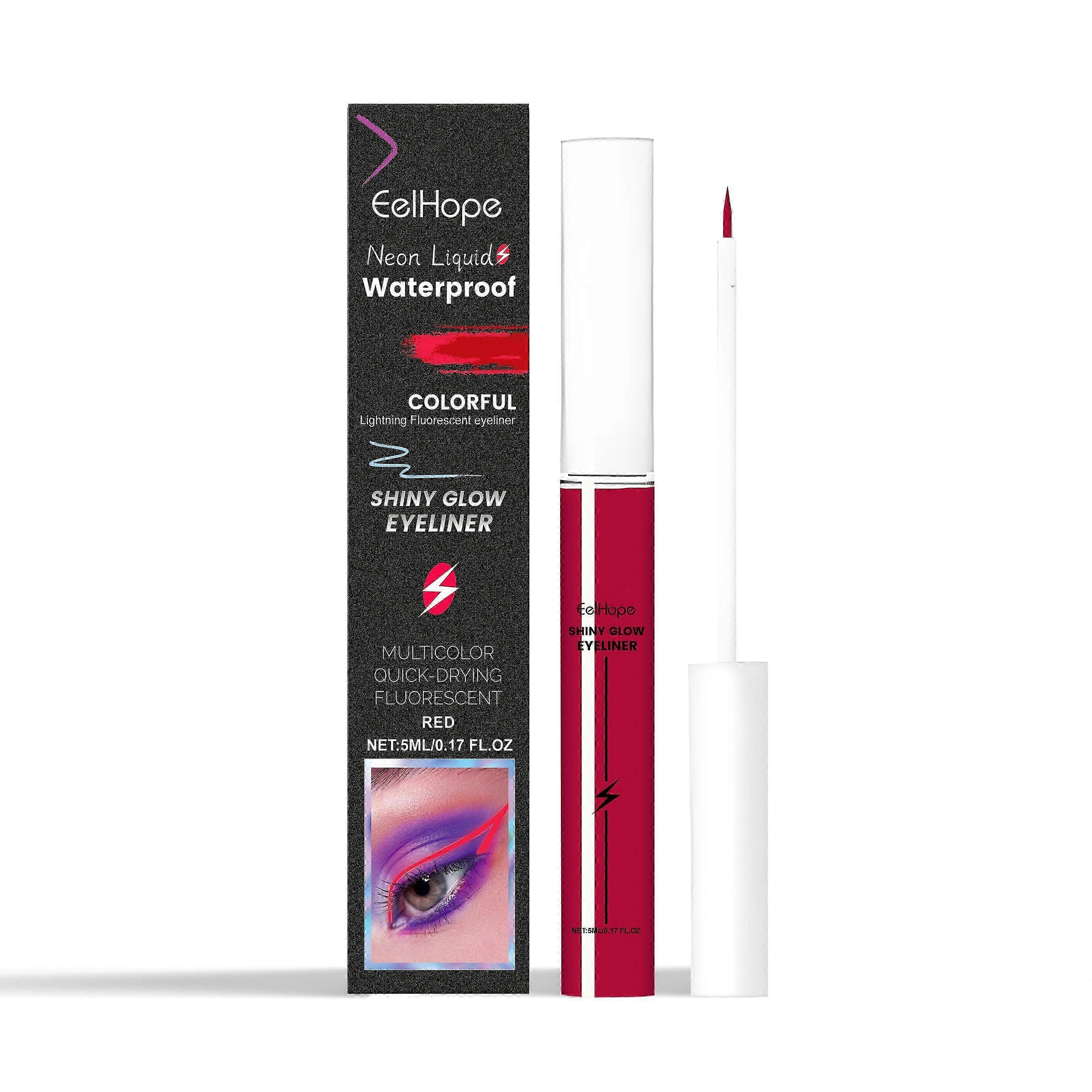 Eelhope Fluorescent Liquid Eyeliner (Red) Color Charm Eyeliner Eyes Long-Lasting Smooth Moisturizing No Fading Eyeliner