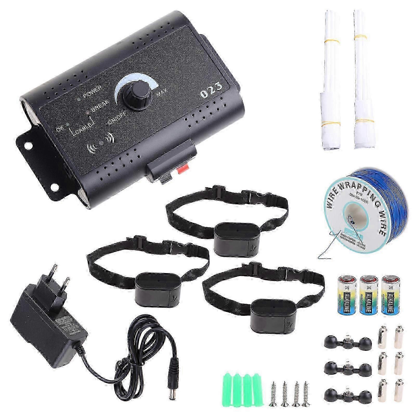 Stubborn Dog In Ground Fence System with Wall Mounted Transmitter and Receiver Collar for Pet Containment Security