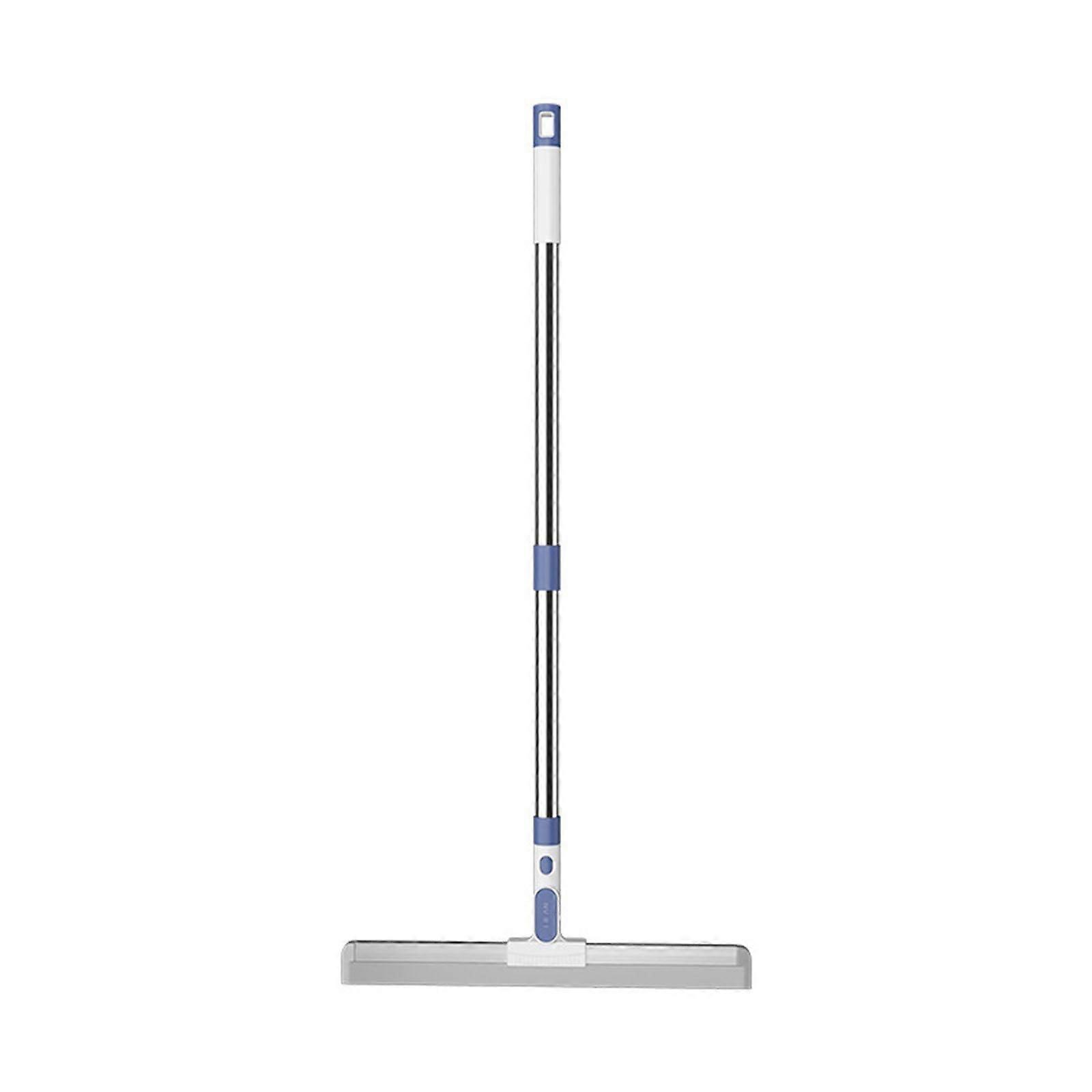 2in1 Rubber Broom and Silicone Floor Scraper with Adjustable Long Handle, 180° Rotating Head for Pet Hair Removal, Floors and Bathrooms