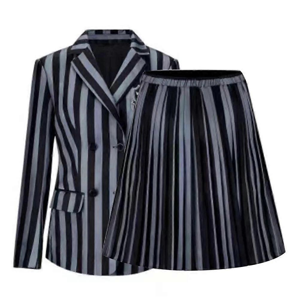 Costume de Mercredi Addams, uniforme de l'Académie Nevermore pour enfants et adultes, ensemble noir (sans perruque ni gants), taille adulte L (160-175 cm)