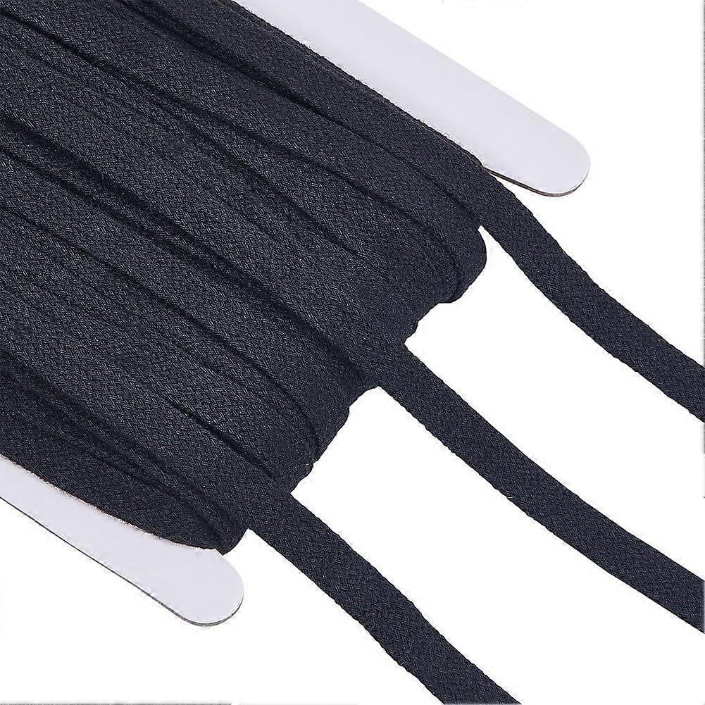 30 Yards Flat Drawstring Cord Black Draw String Replacement Rope Soft Polyester Cords Roll Ribbon Knit for Sweatpants Garment Accessories Drawcord Rep