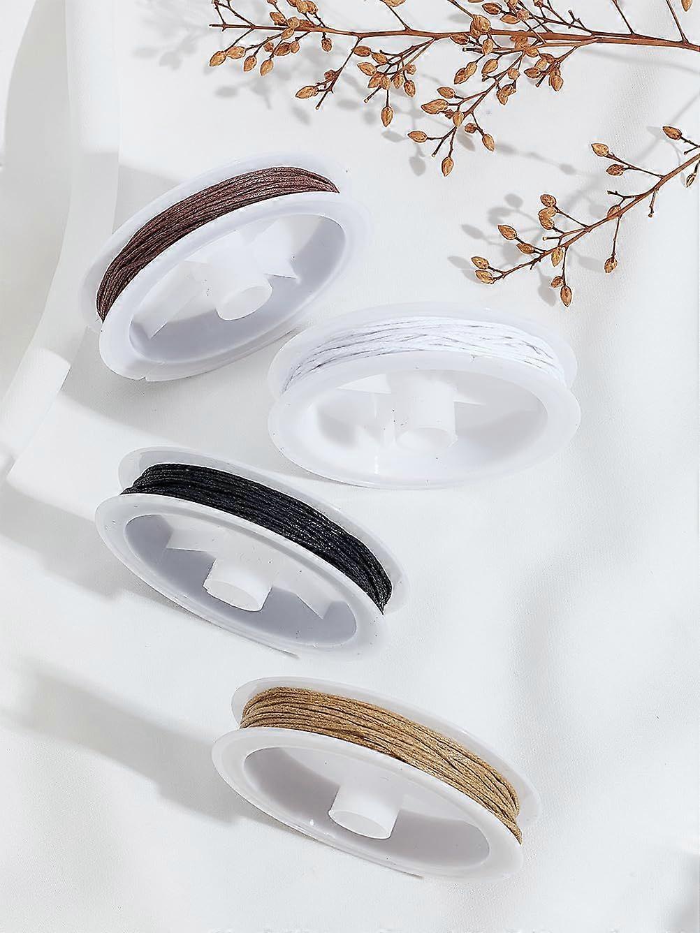 20 Yard 1mm Waxed Cotton Thread Cords Macrame Artisan String with 4Pcs Plastic Empty Spools Beading String Roll Craft Cord for Handmade Waist Beads Br