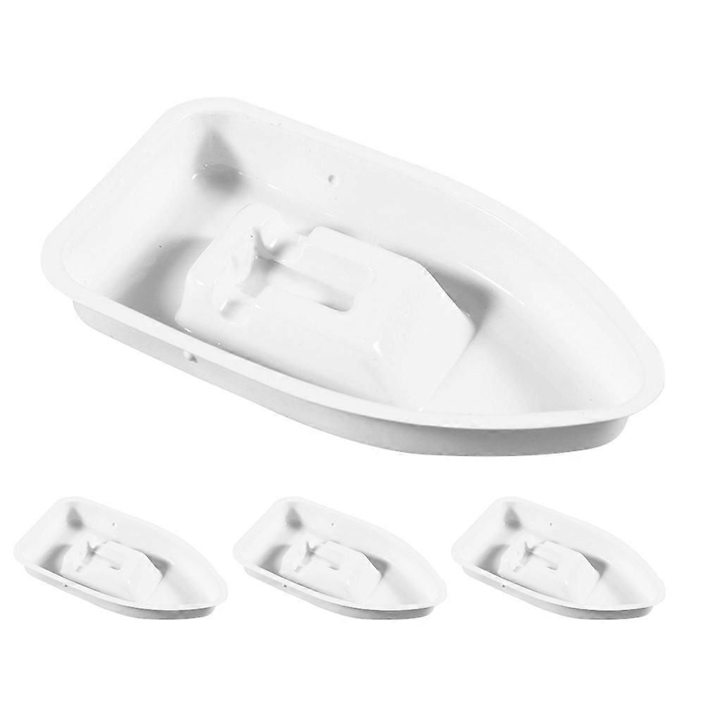 DIY Boat Ship Toy Plastic Sailboat Model for Playing 4Pcs White Kit