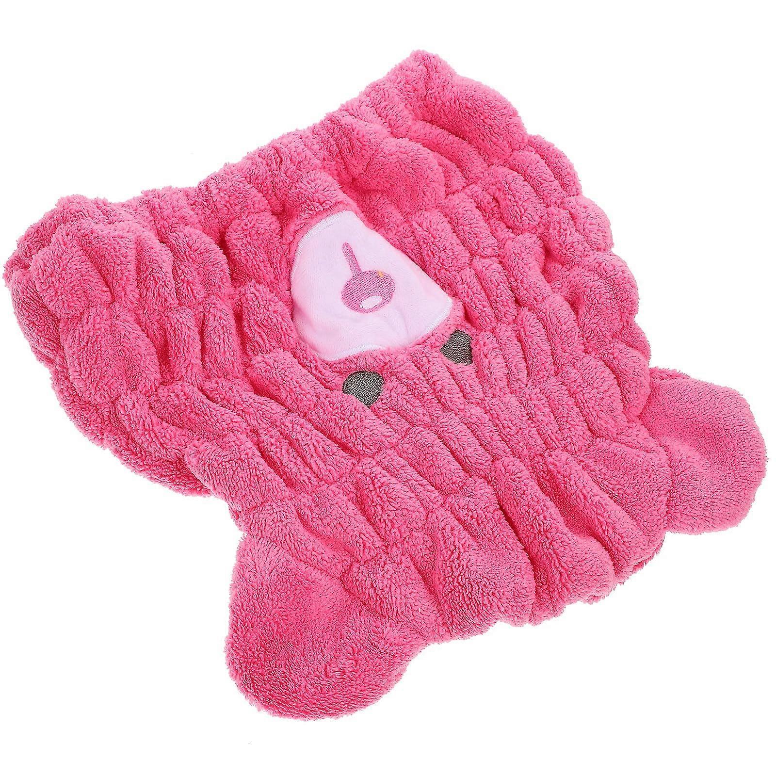 Microfiber Hair Drying Towel Wrap Quick Absorbent Cap with Cute Bear Design for Travel Use