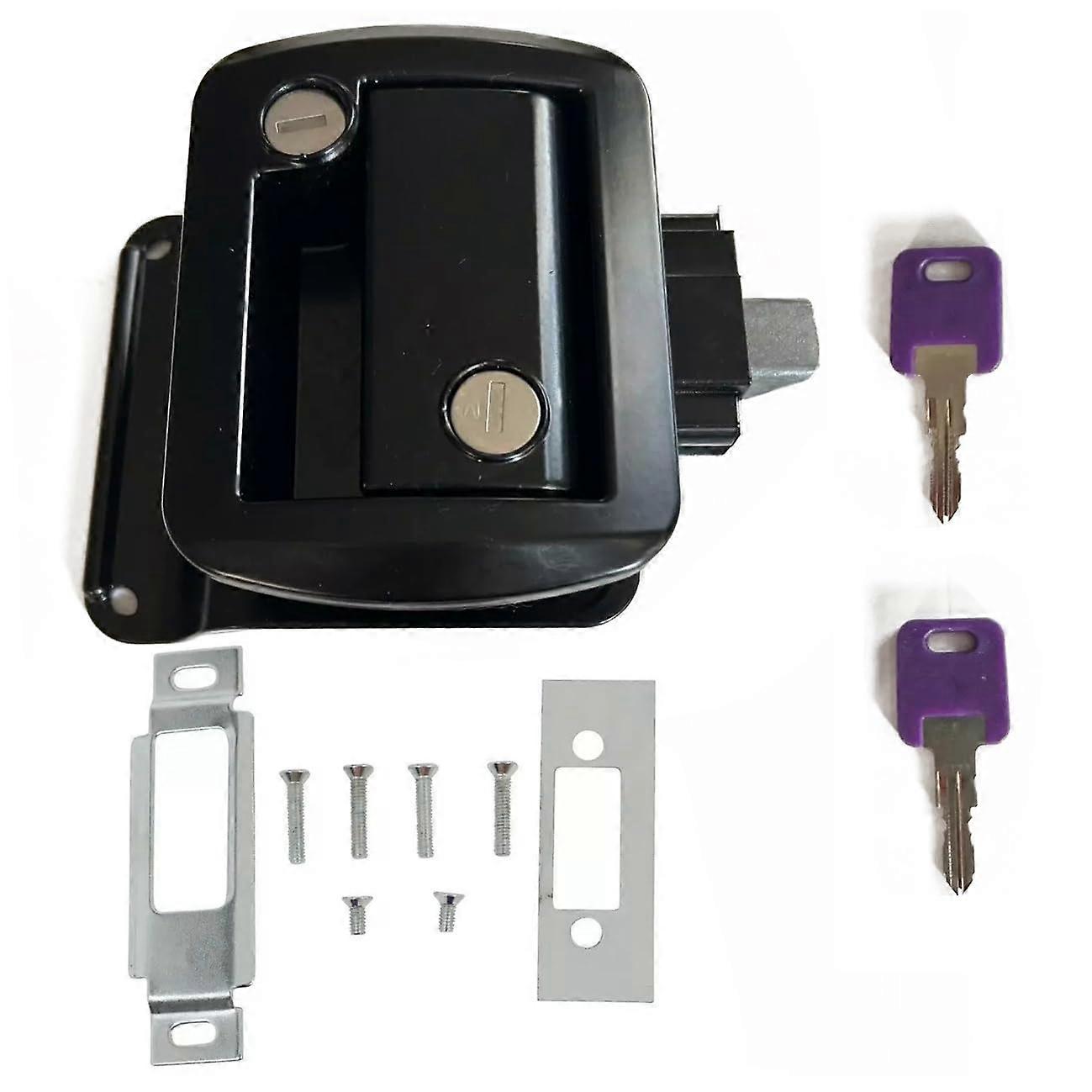 RV Door Lock with Secure Deadbolt for Camper Travel Trailer and Motorhome Entry Black