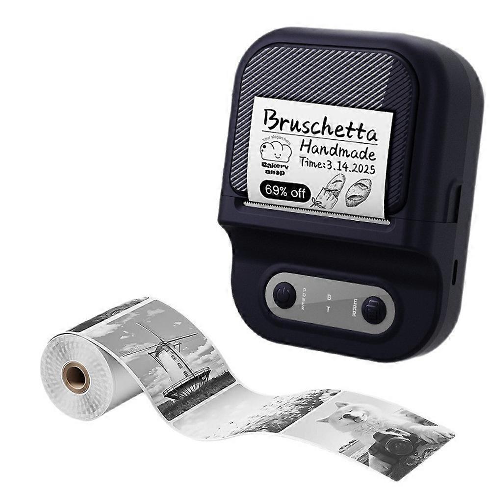 Wireless Mini Portable Printer Label Printer Mobile Thermal Adhesive Label Machine Suitable for Storehouse Express Black