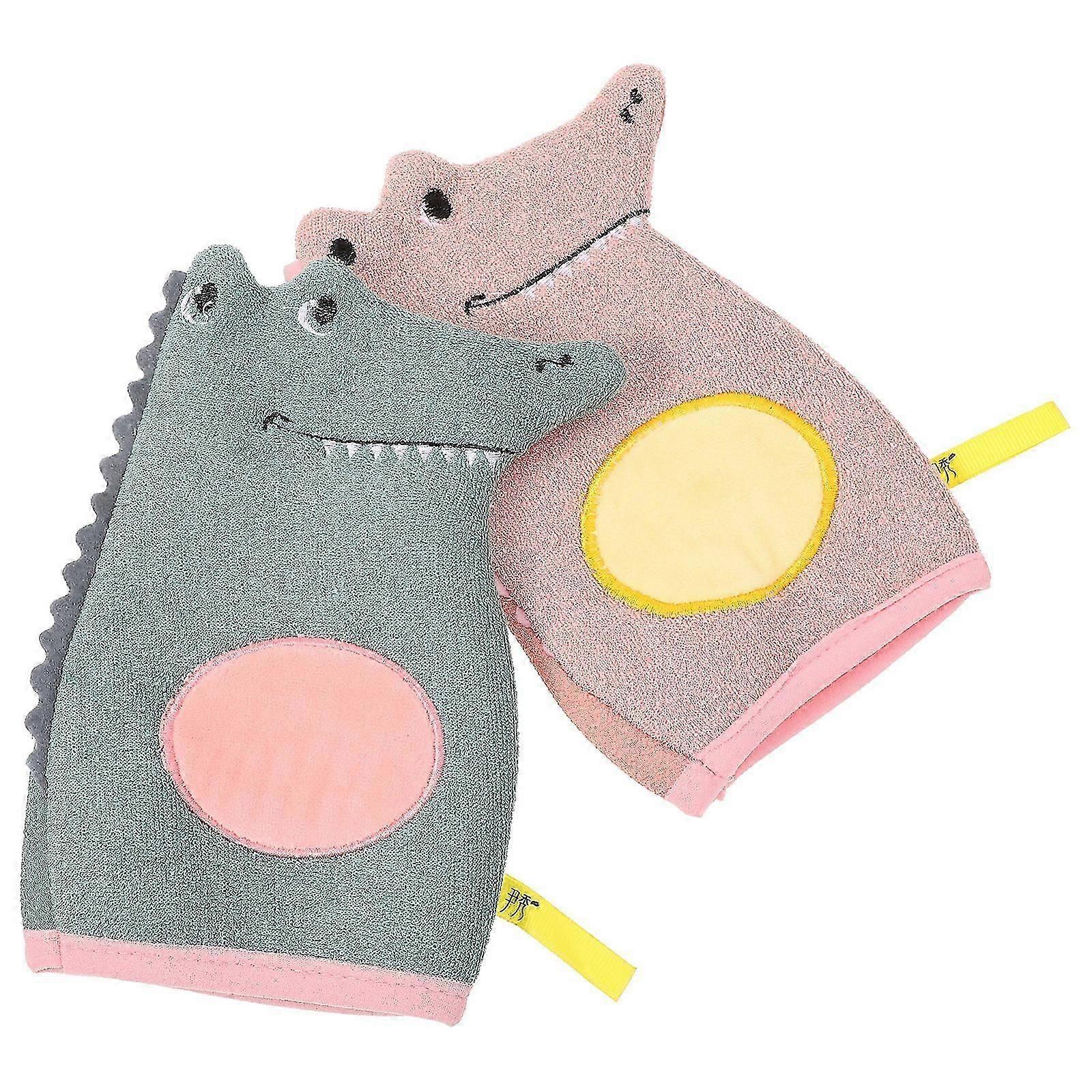 Reusable Cartoon Bath Gloves Supple Gloves for Bath 2Pcs Comfortable Use