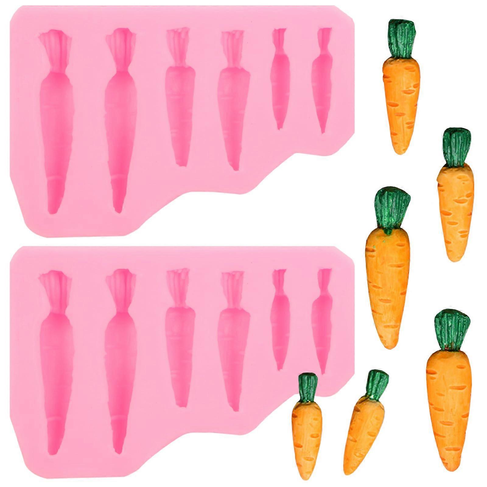 Easter Silicone Mold 2 Pcs with Festive Carrot Design for Candy Chocolate Cake Decorating