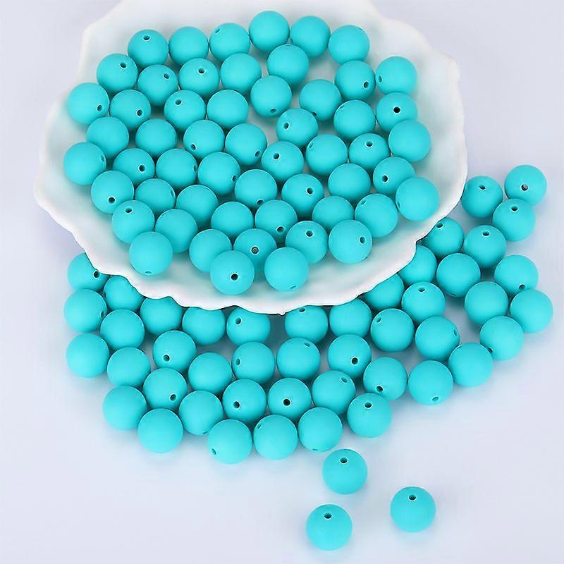 Round Silicone Focal Beads Turquoise 15mm Hole: 2mm
