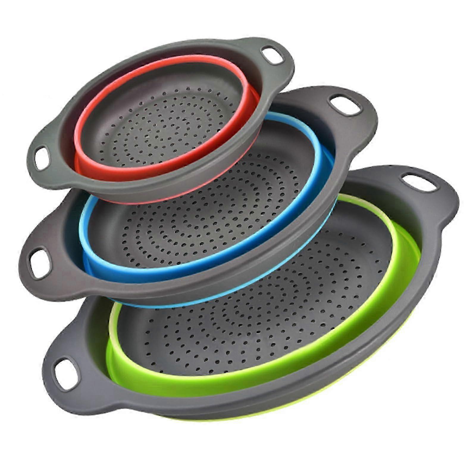 2026 3 Packs Round Collapsible Strainers for Kitchen Travel