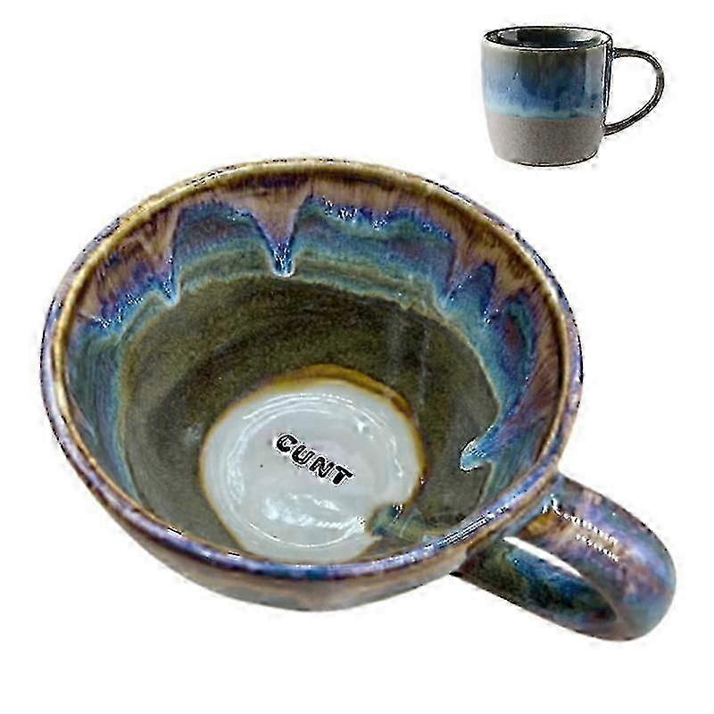 Funny Handmade Ceramic Coffee Mug with Hidden Message, Large Unique Glaze Gift for Parties