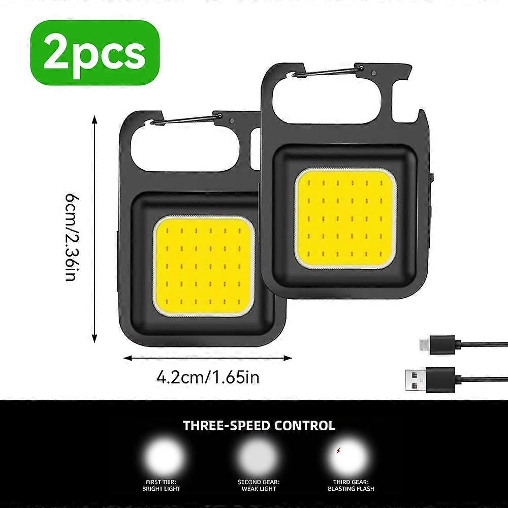 ISGTDRM 1PC COB Keychain Work Light Flashlight With 4 Lighting Modes Light Emergency Light Mini Flashlight With Magnetic Base